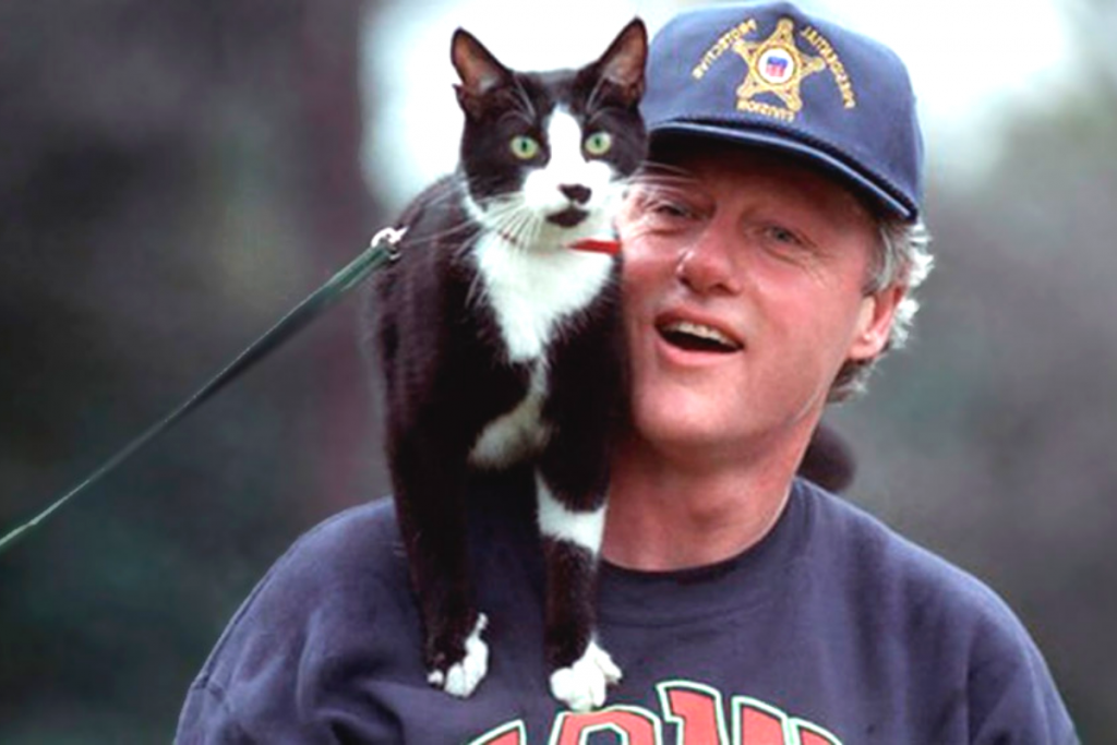 Bill Clinton y su gato smoking